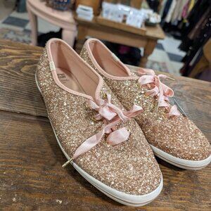 Size 10W Kate Spade + Keds Rose Gold Sparkle Shoes